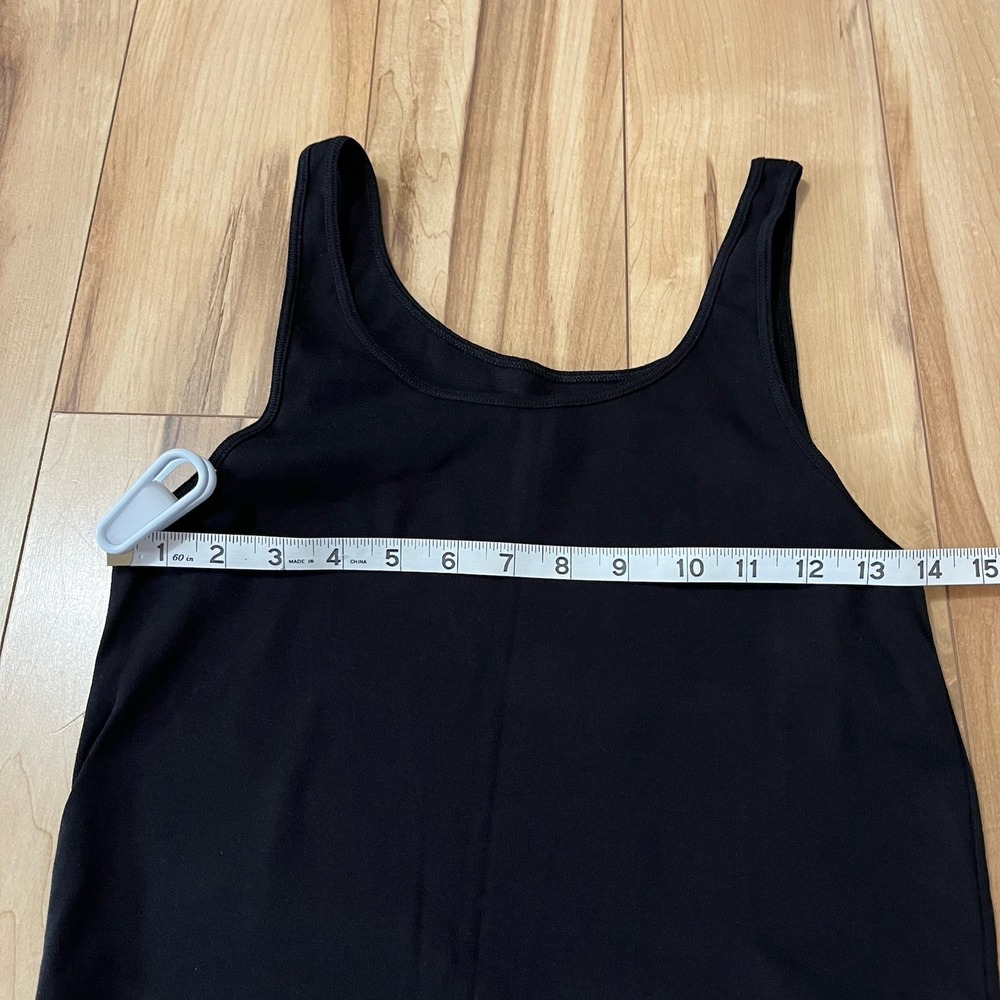 EILEEN FISHER Tank Top Sz L Petite Organic Cotton Jersey Cami Scoop Neck Black - Picture 4 of 6
